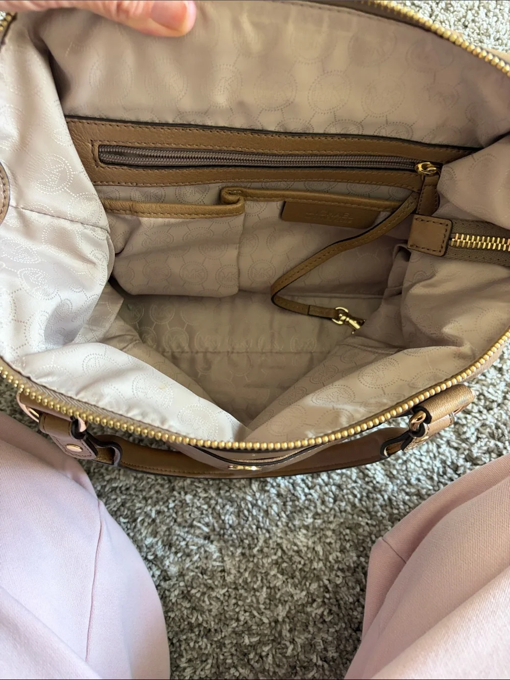 Michael Kors Tan Leather Tote with Gold-Tone Lock